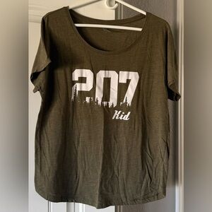 Olive Green Maine '207 Kid' Short Sleeve Graphic Tee